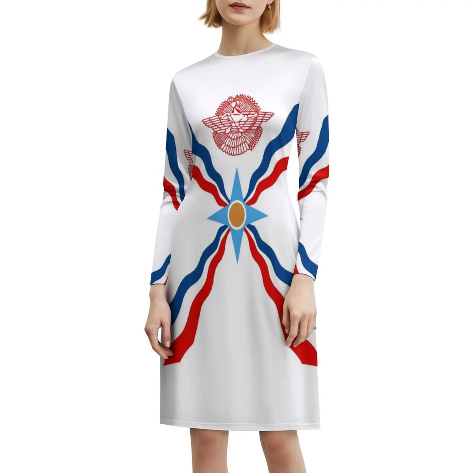 العلم الآسيوي المرأة الهيب هوب الشارع الشهير فستان الجرافيك طباعة ملابس للنادي الحفلات Assyrian Assyria العلم Assyrian حفلة