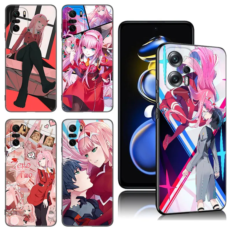 Anime Zero Two Darling Black Silicone Phone Case For Xiaomi POCO X3 X4 NFC F5 M3 M4 M6 X5 X6 Pro F3 F4 GT 5G C55 C65 M5