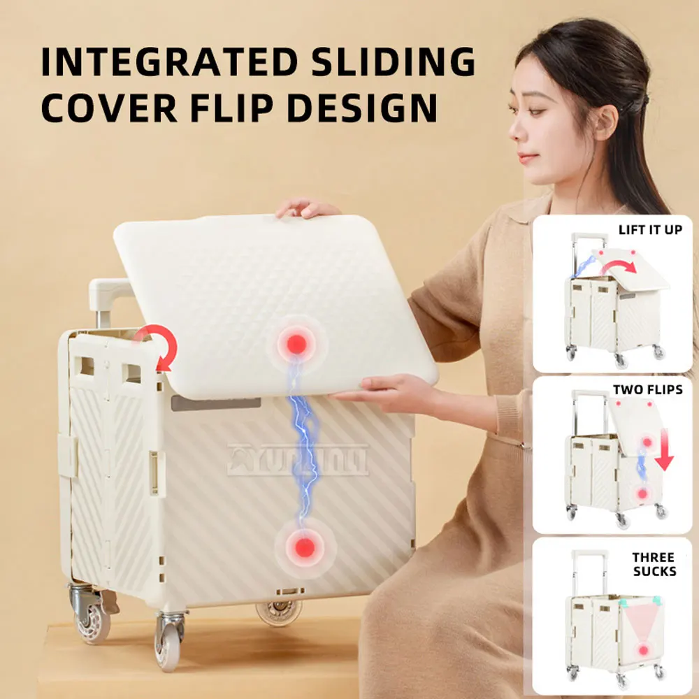 Folding Grocery Cart, Swivel Wheel Shopping Trolley, Camping Wagon, Market Stall Hand Truck, Parcel Carrier, Stair Climbing Cart