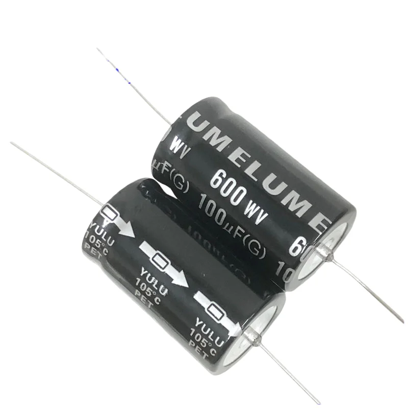 

2PCS high voltage amplifier horizontal axial polarized filter electrolytic capacitor 600v 100uf 25X45mm