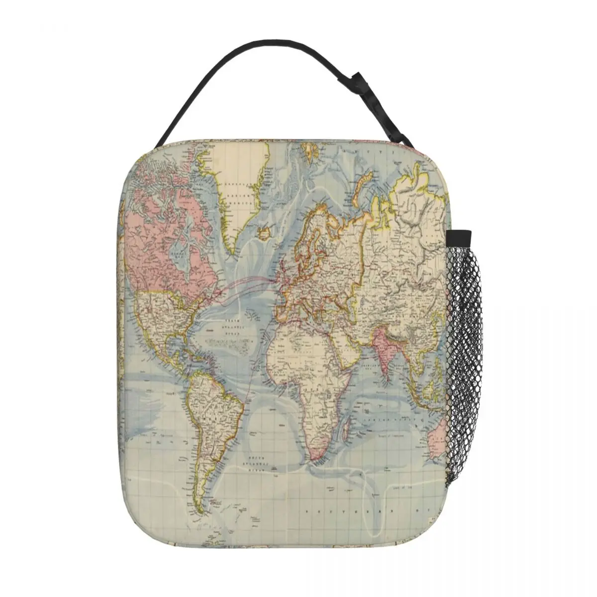 Blue Vintage Historical World Map Lunch Tote Lunchbox Insulation Bags Small Thermal Bag