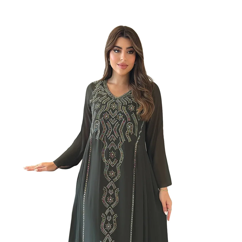 Femmes islamique diamant Abaya dubaï caftan turquie Jalabiya Marocain Femme Robe musulmane Caftan Robe de prière Abbayas Islam vêtements