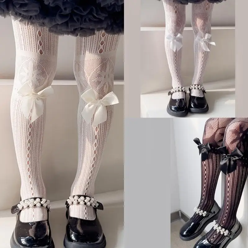 

54DF Hollowed Leggings Little Girl Stockings Stretchy Pantyhose Leg Warmer