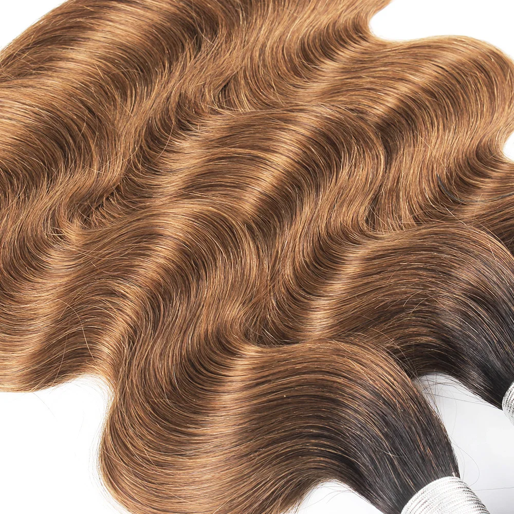 Perruque Lace Closure Brésilienne Non-Remy, Cheveux Naturels Ondulés, Couleur Blond Foncé 1B/30, 4x4, pour Sauna