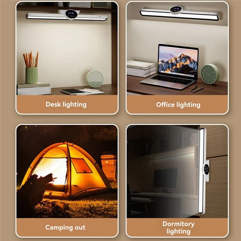 ABRS-Lámpara de escritorio colgante, reloj magnético, lámpara de mesa LED, recargable por USB, atenuación continua, armario, luz nocturna