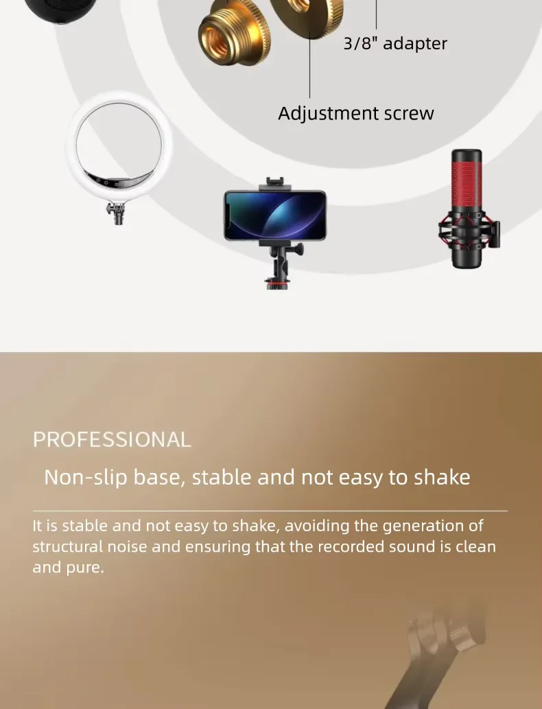 Faltbarer Desktop-Mikrofonständer für Aufnahmen, Podcasting, Streaming, Hochleistungs-Mikrofon mit Verstellbarem Metallarm für AM8 K669B SM7B – Detail 11