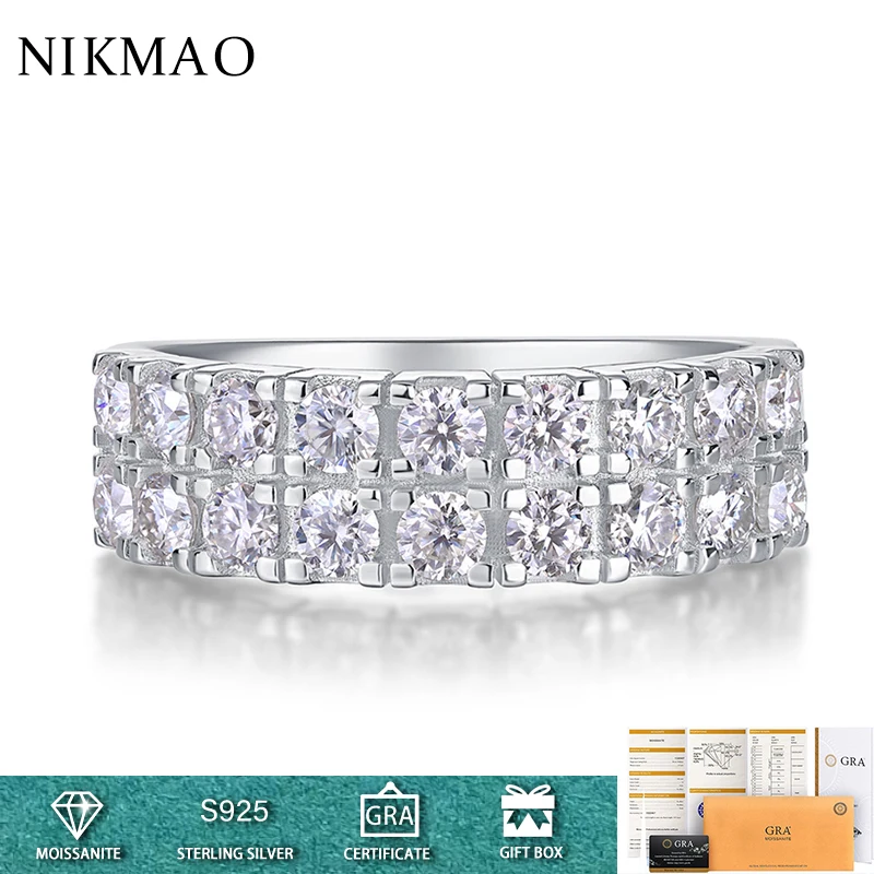 

1.08ct Сертифицированный Муассанит двойной ряд 18 шт. бриллиантовое кольцо для женщин 925 посеребренные 18k ювелирные изделия полностью Алмазные обручальные кольца