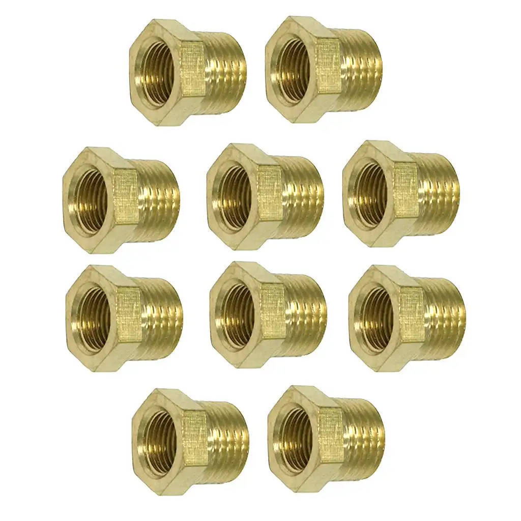 10 Pieces 1/8 1/4 Inch Brass Straight Invert Female Pipe Adapter Fitting