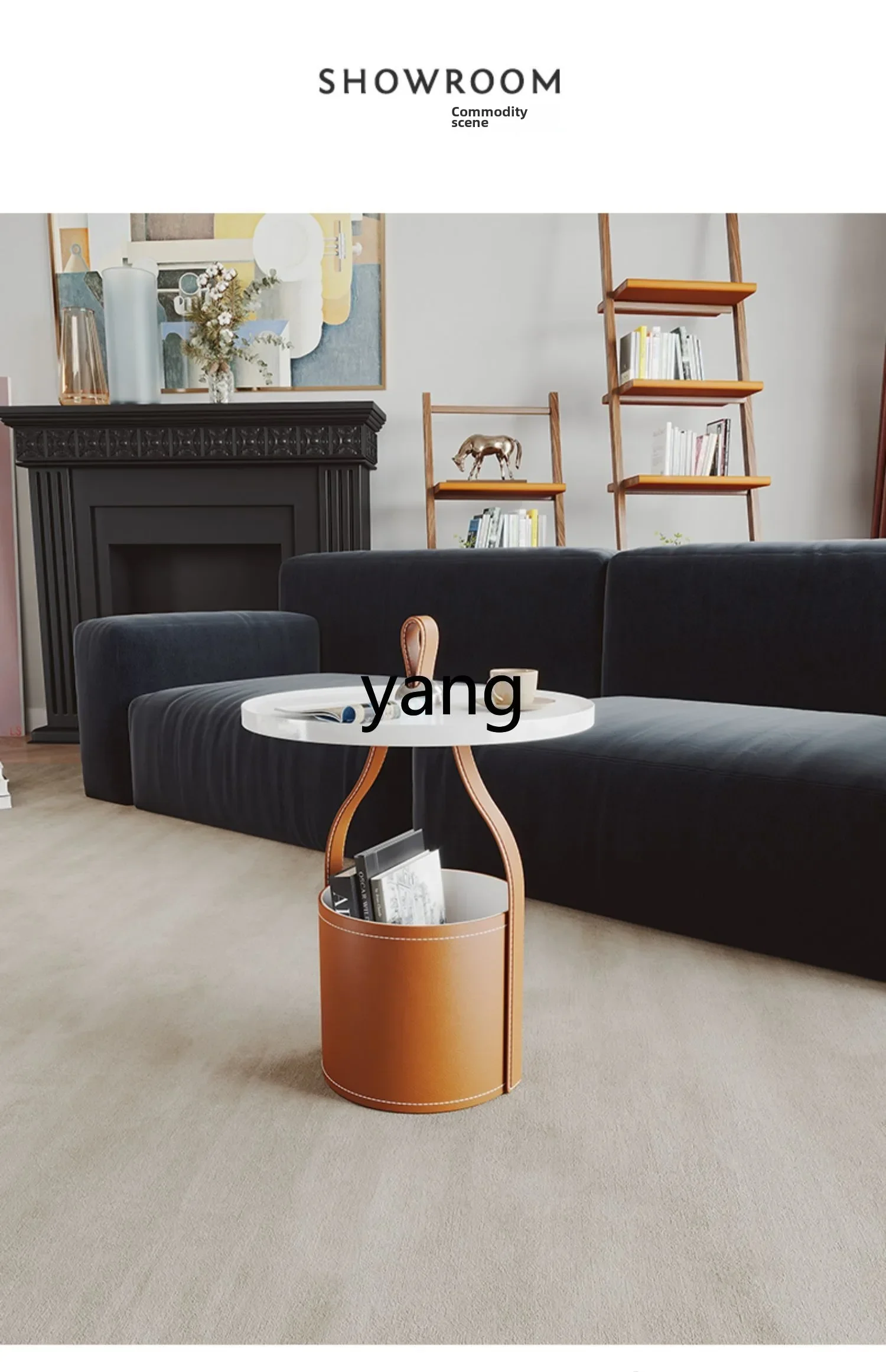 LTT سرج تخزين طاولة القهوة الجلدية الإبداعية الجانب اليد قليلة شقة منزلية صغيرة مستديرة #3