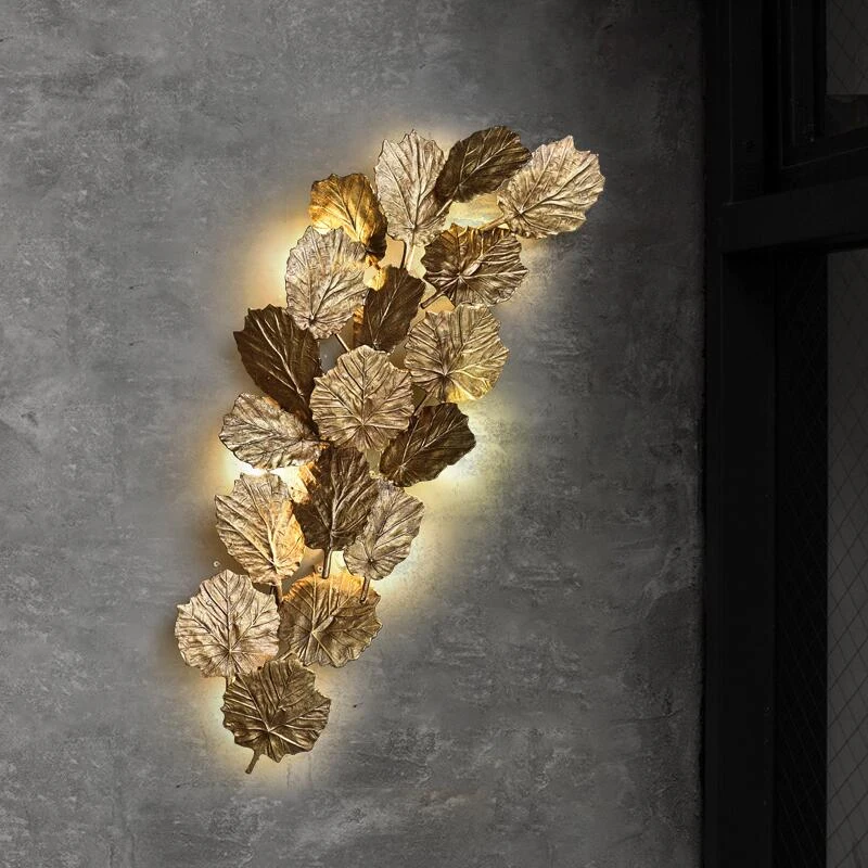 

Luxury imitation leaf sconces living room wall decoration lights villa staircase lighting Customizable size