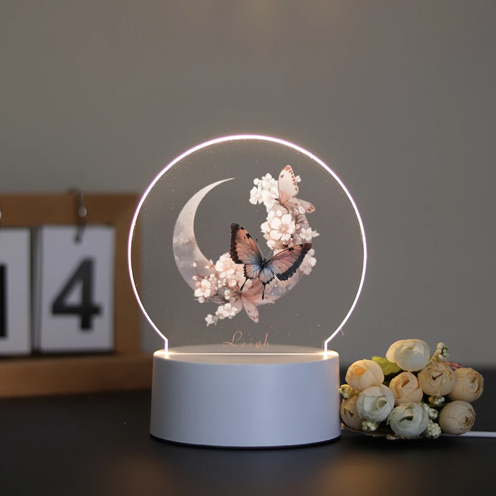 

1 customized art design night light Moon Butterfly Bedroom bedside ambient light Bedroom Decoration Christmas Birthday Gift