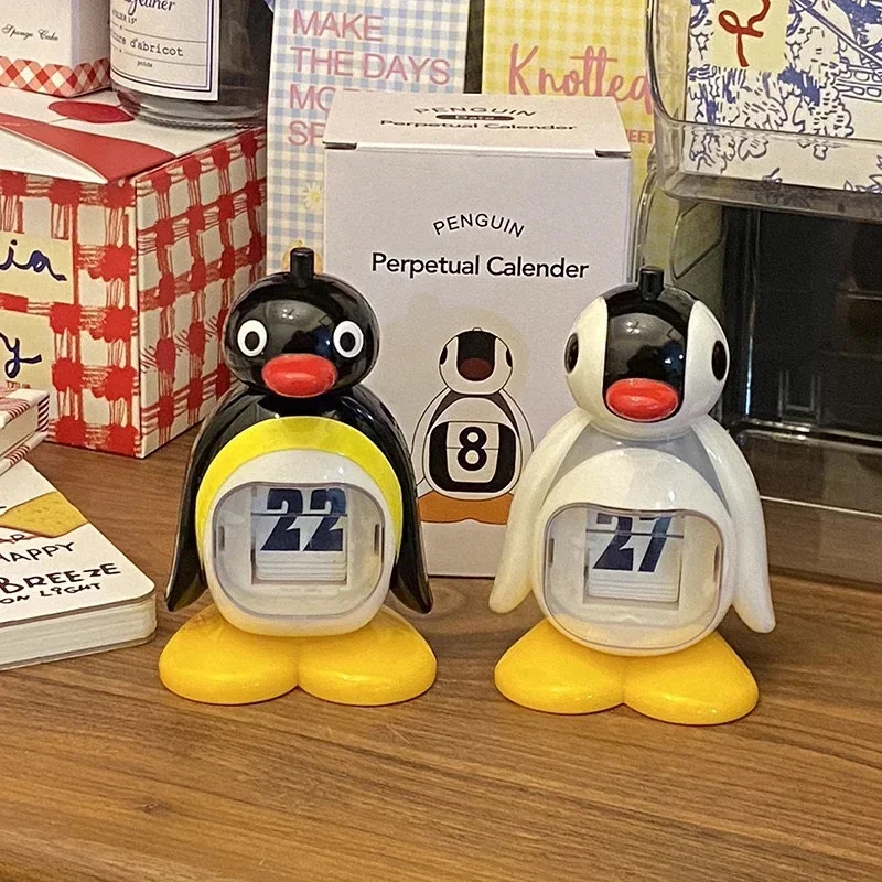 

New Cute Retro Penguin Calendar Ornament Home Decoration Creative Desktop Small Doll Decoration Bedroom Living Room Office Decor