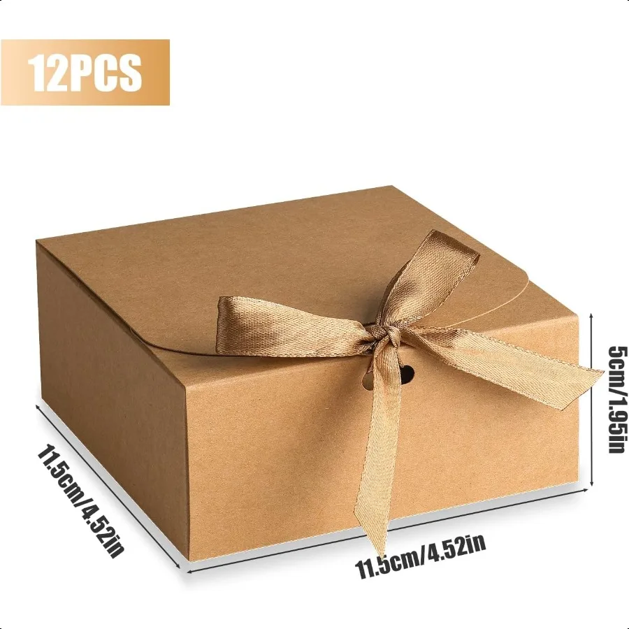 12 قطعة علبة هدايا 4.5x4.5x2 بني