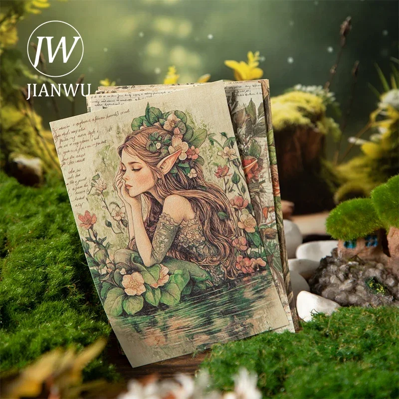 JIANWU Fairy Tale Memoir Series Vintage ตัวอักษรดอกไม้ภูมิทัศน์ Collage ตกแต่งวัสดุกระดาษสร้างสรรค์ขยะสมุดบันทึกเครื่องเขียน