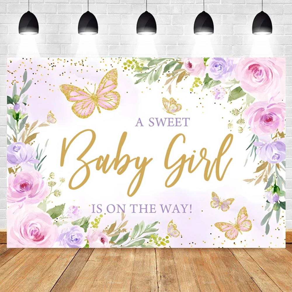 Flower Butterfly Backdrop Princess Girls Newborn Baby Shower Birthday Party Cake Smash Photography Background Decor Photo Studio