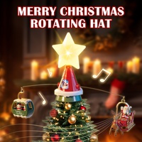 1set Christmas Tree Top Hat Rotating sled With Music& Light（TYPE-C） 2026 New Year  Xmas tree Santa Claus decor kids/adult Gift