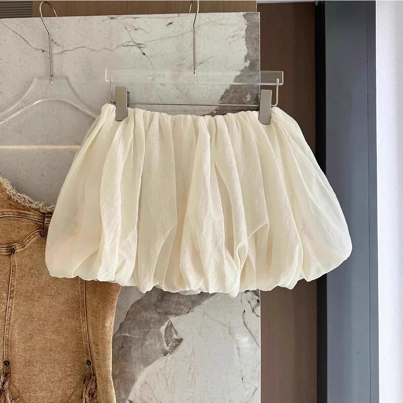 Women Bubble Mini Skirt Summer Balloon Skirt Vintage Hottie High Waist Puffy Short Skirt for Vacation Streetwear Aesthetic Cloth
