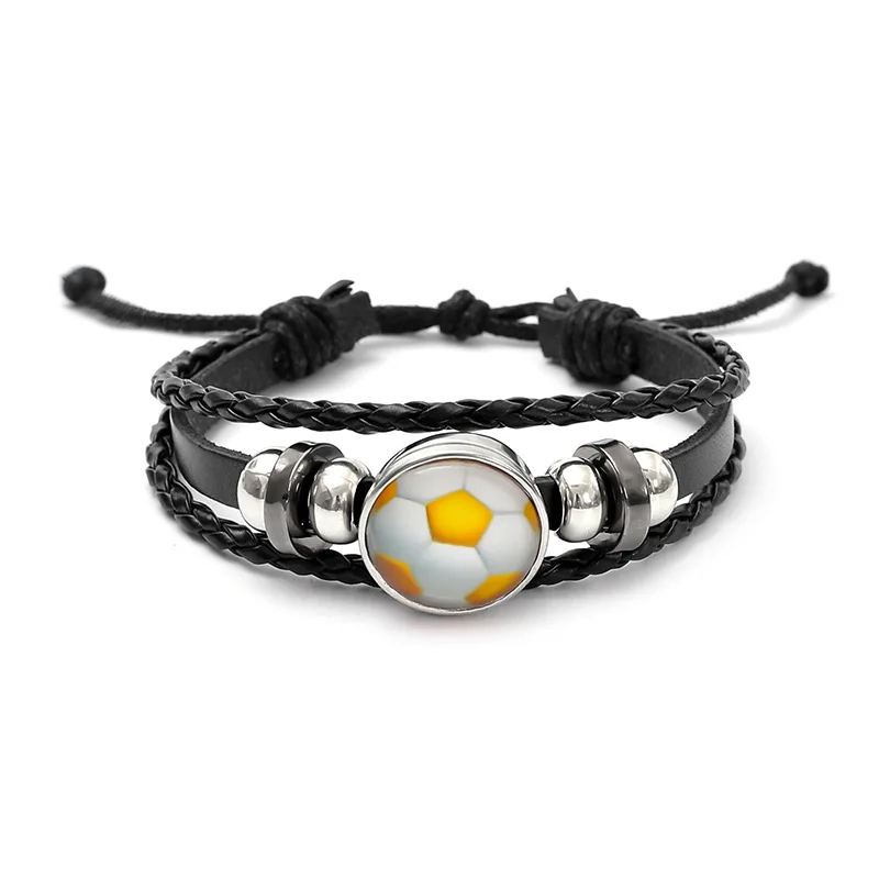 10 قطع جلدية قابلة للتعديل الشرير الكرة كرة القدم سوار سوار أزياء رجالي معصمه أساور مطوية هدايا رياضية للأولاد في سن المراهقة #6
