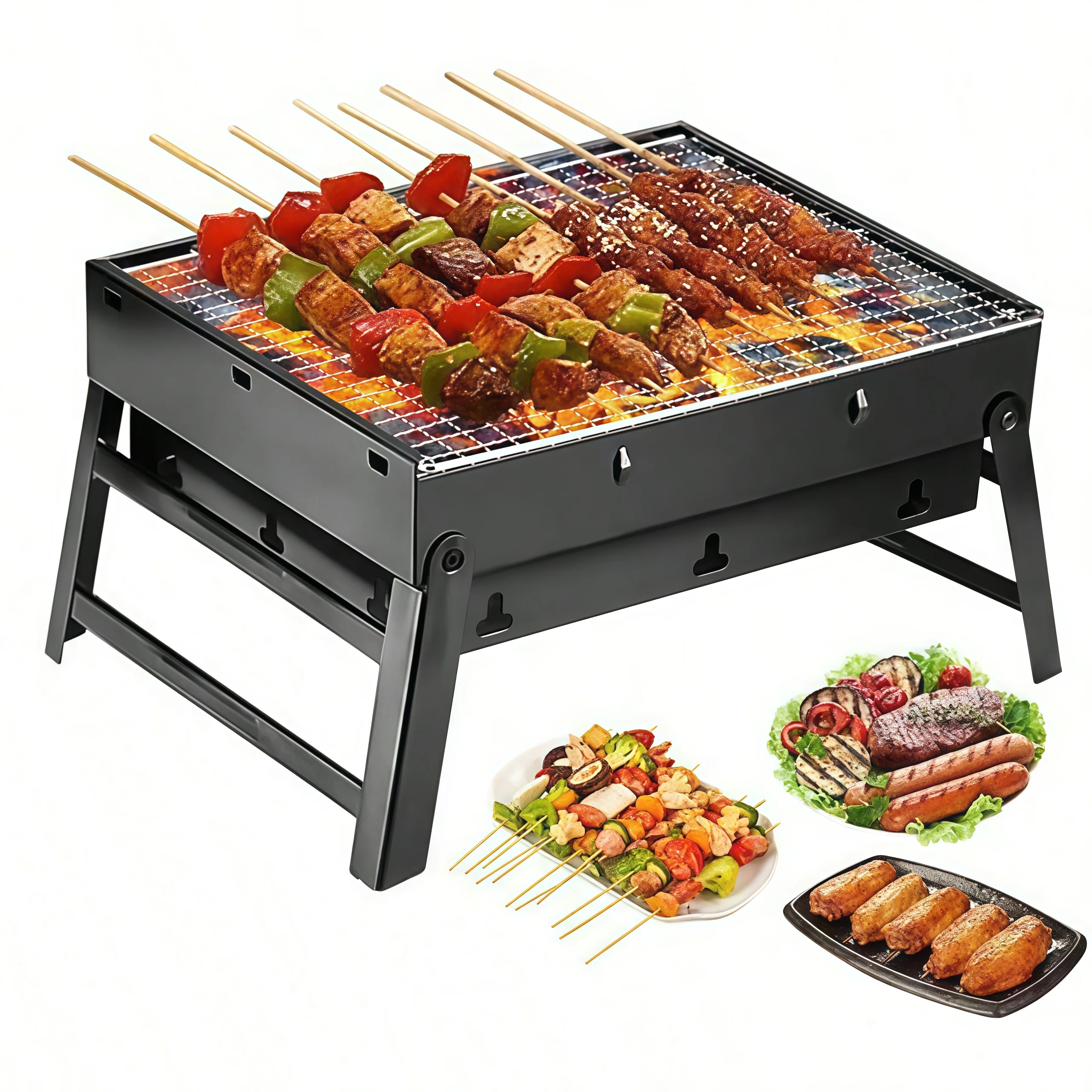 Camp Grill Portable Folding - Portable Folding Charcoal BBQ Grill, 17.3