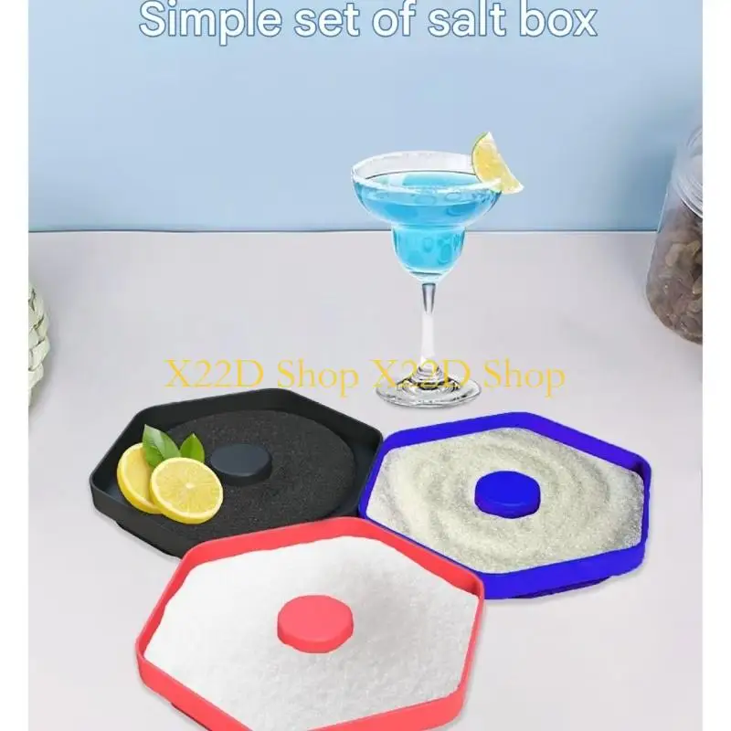 X22D Modern 3 Layered Salt Rimmer Set for Cocktails Easy Spices Organization for Enhancing Drink Preparation in Homes Club