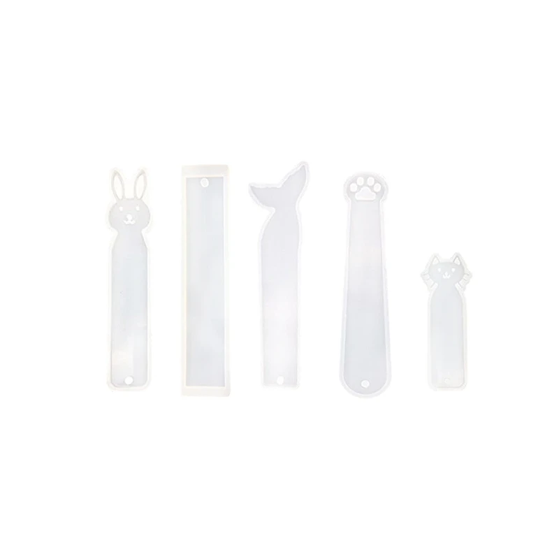 5 Pack Silicone Bookmark Mold DIY Bookmark Casting Mould Making Epoxy Resin Jewelry DIY Craft Silicone Transparent Mold Mermaid