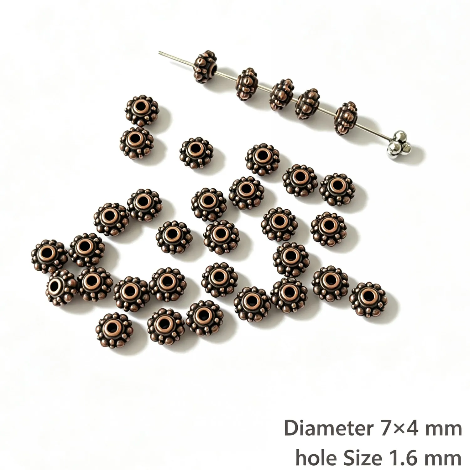 30pcs 7MM Copper Alloy Charm Flower Spacer Beads H3837-C