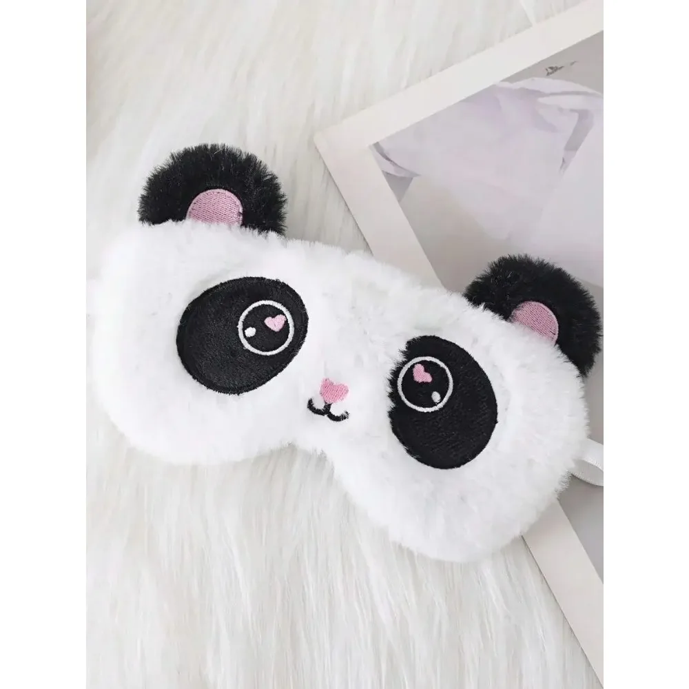 

Fluffy Panda Plush Sleep Mask For Adults, Cute Animal Eye Cover For Travel Office Nap Meditation