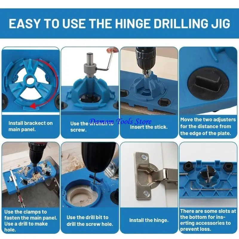 57BE Achieve Perfect Alignment using 35mm Hinge Boring Jig and Small Blue Lock Hole Locator