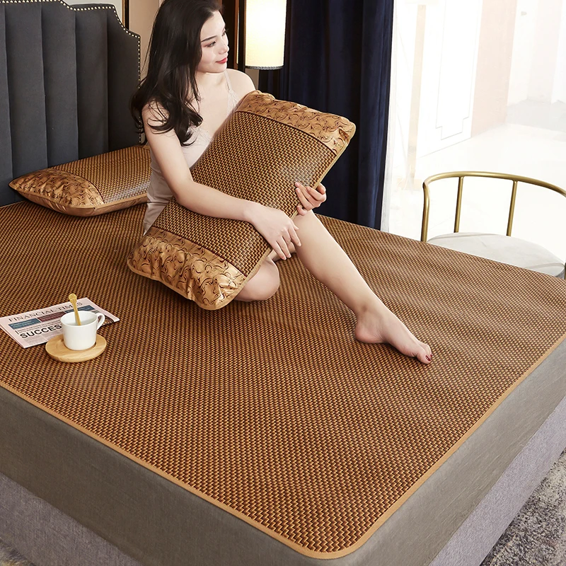 

Summer bamboo rattan cooling feeling mattress cool ice sleeping mat single double bed foldable cold sheet protection pad