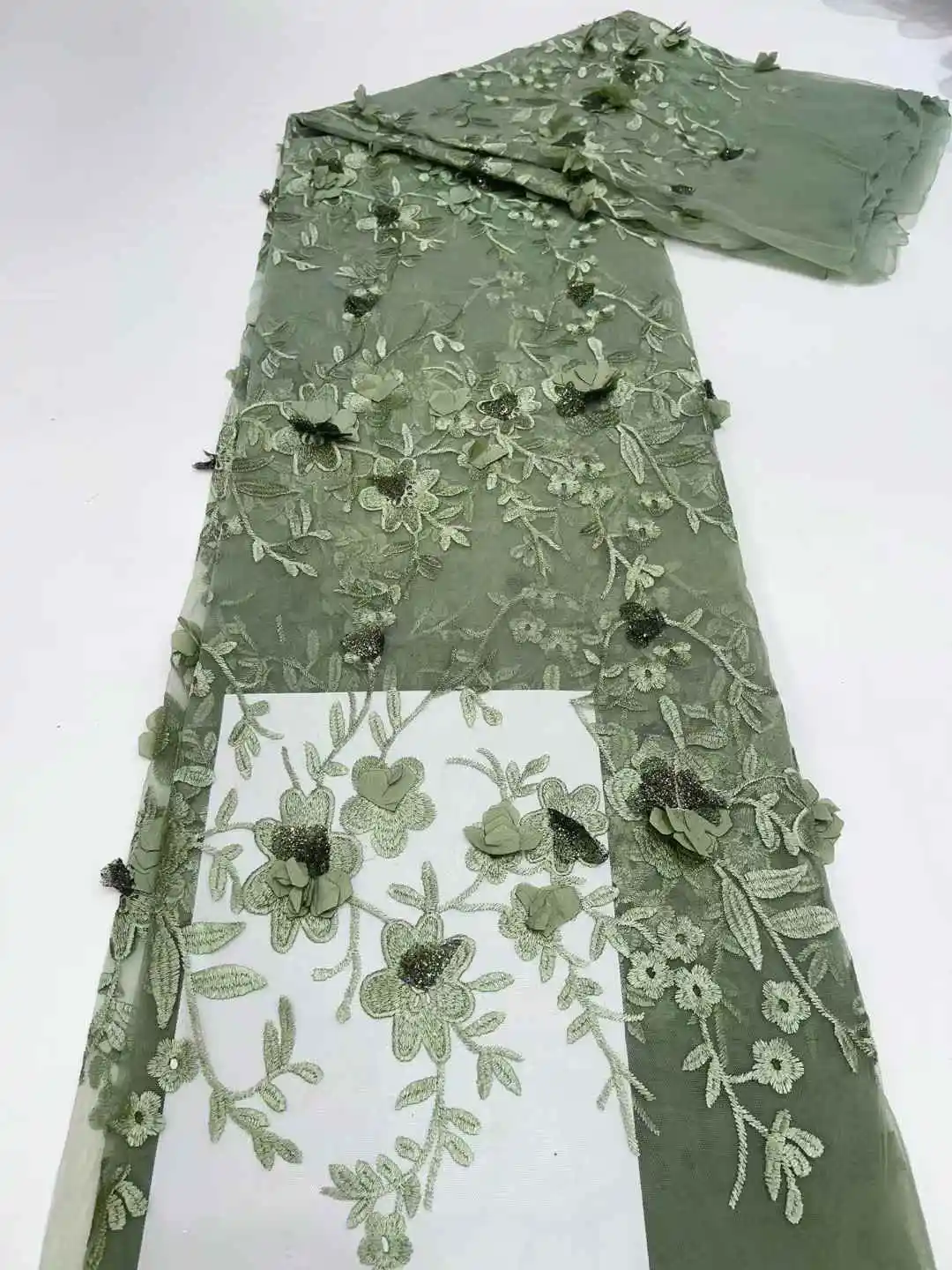 مكارثي الأفريقي أقمشة الدانتيل 2025 جودة عالية جديد النيجيري ثلاثية الأبعاد زهرة تول البوليستر أقمشة الدانتيل لفستان الحفلات XHA37HN