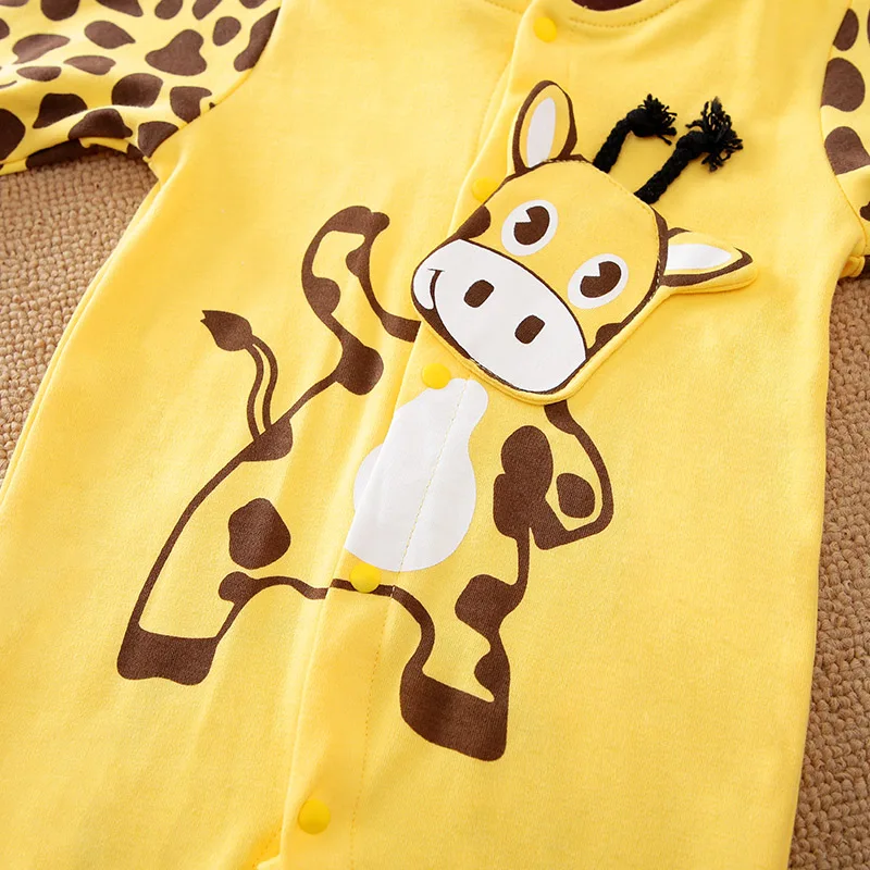 Spring and Autumn New Newborn Bodysuit Long sleeved Cow Baby Boys and Girls Pure Cotton Bodysuit