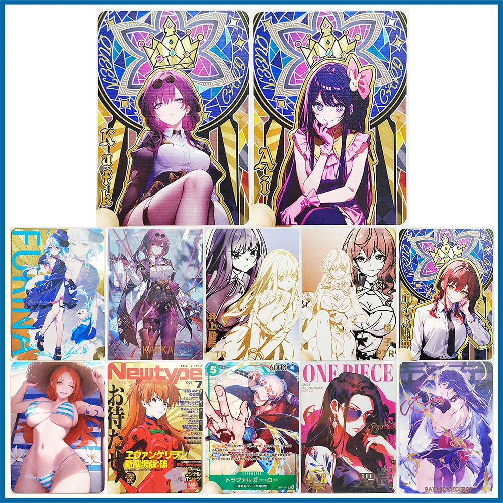 Anime Goddess Story DIY ACG Boy Games Toys Collectible Cards Christmas Birthday Gifts Makima Langley Water Law Nami Metal Card