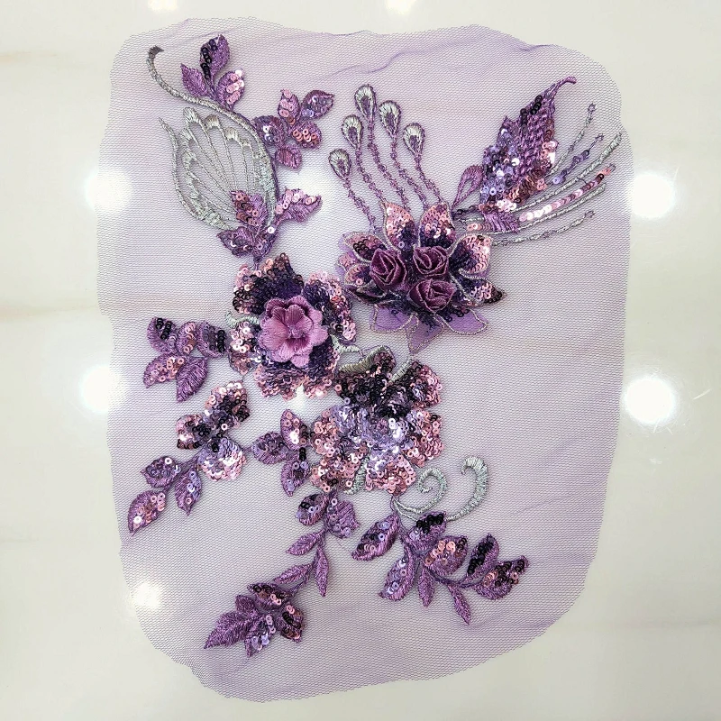 

20 шт., свадебное платье с блестками, кружевная аппликация, сделай сам, 3D цветочная нашивка, вспомогательный материал для одежды, золотисто-синяя нашивка