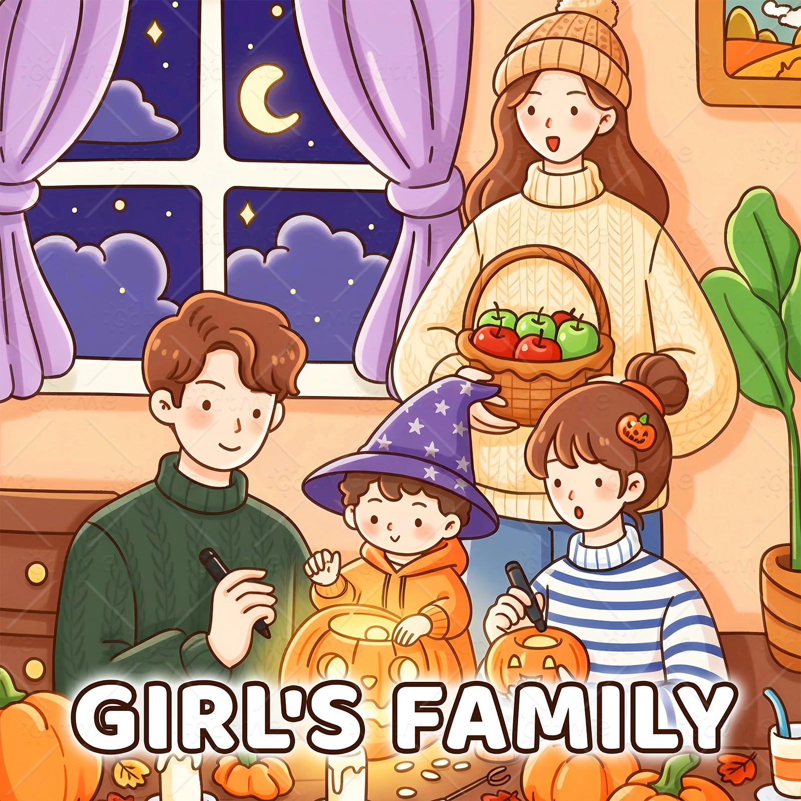 Girl's Family Bold-easy Patterns Coloring Book for Adults Cute Drawing Book Perfect Gift for Party and Birthday ﻿