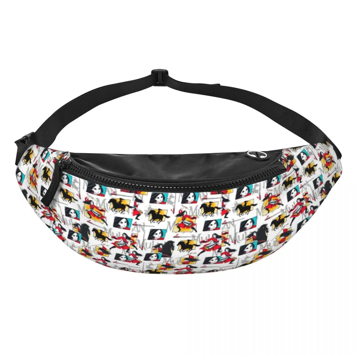 

Custom M-Mulan Cartoon Princess Fanny Pack Men Women Casual Crossbody Waist Bag for Travel Cycling Phone Money Pouch