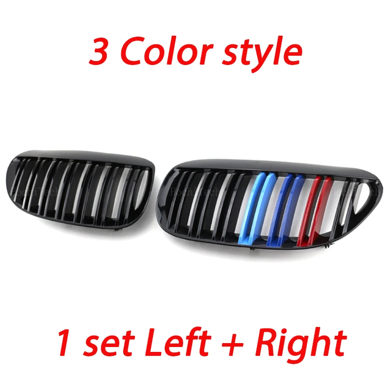 M Design Double Slat Grilles Front Bumper Kidney Grill For BMW 6 Series M6 E63 E64 630i 650i 645ci 2004-2010 Car Accessories