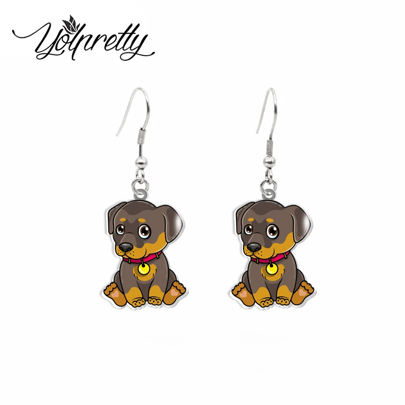 2022 New Arrival Cute Puppies Lovely Dogs Love Bones Handcraft Acrylic Epoxy Fish Hook Dangles Earrings