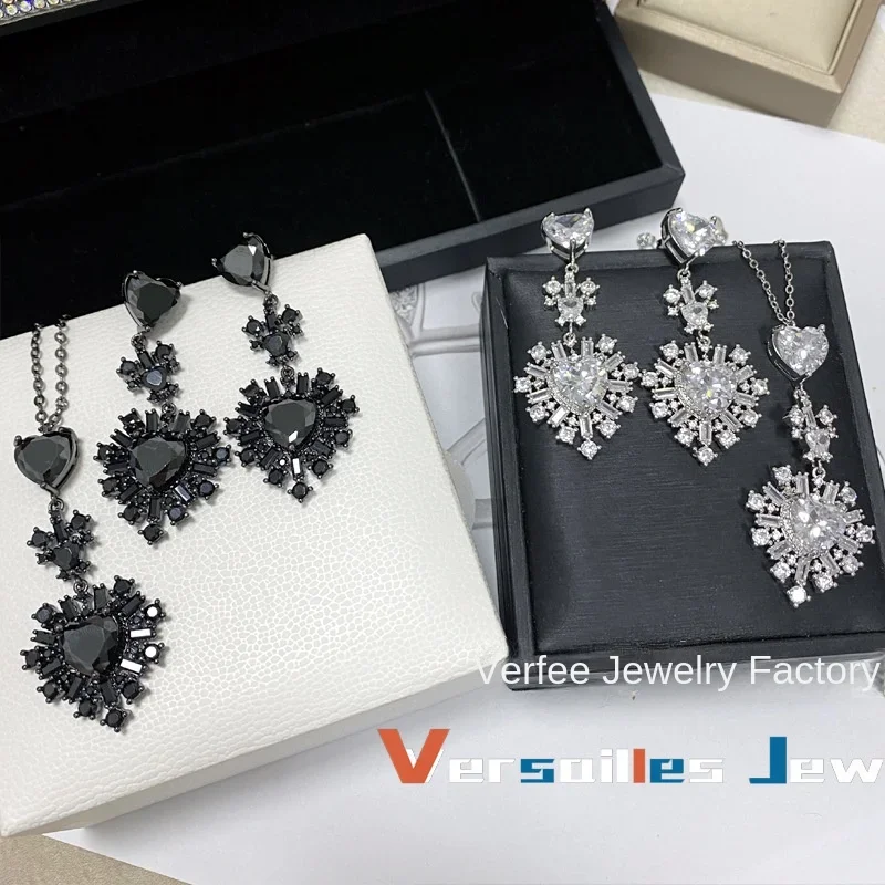 

MDLFES Moissan Diamond Style Лолита Сердце Висячие Черное Позолоченное Микро Цирконий Алмаз Обсидиан Сердце Серьги-гвоздики