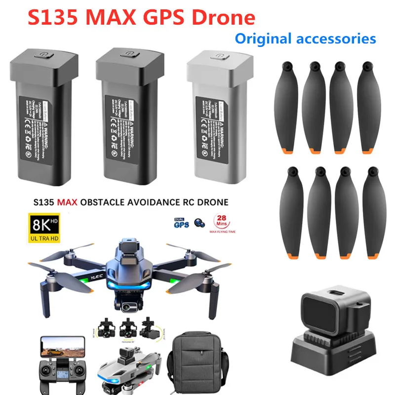 S135 MAX Drone Battery 7.4V 3000mAh /Propeller/USB for S135 MAX Obstacle Avoidance Drone Accessories S135 Drone Battery Parts