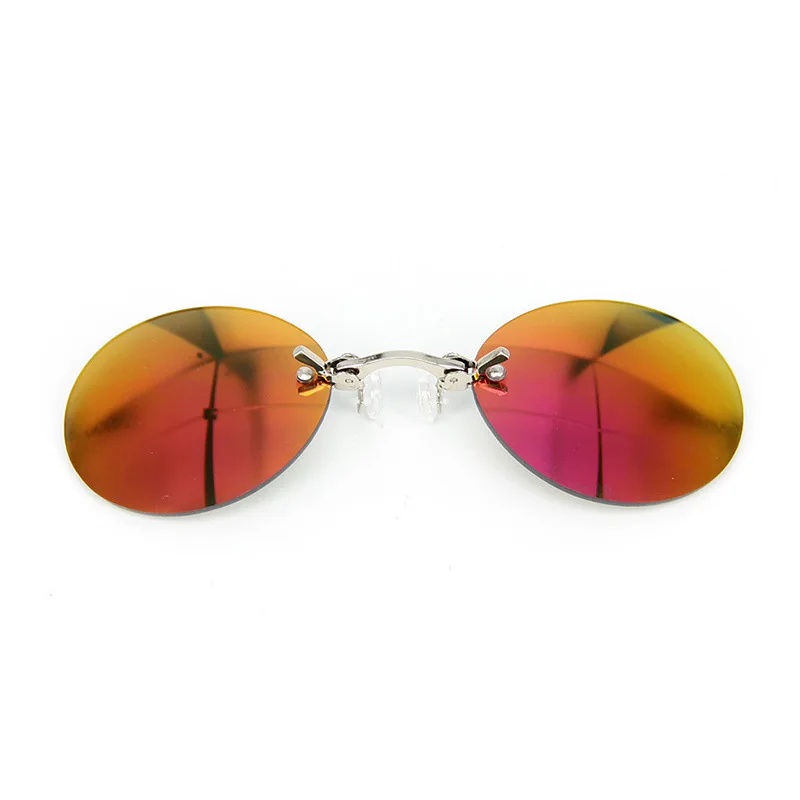 Vintage Men Clip-On Nose round Rimless Matrix Morpheus Sunglasses UV400 Mini Frameless Eyeglasses