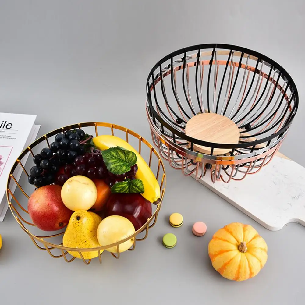 

Countertop Fruit Bowl Round Metal Wire Fruit Basket Modern Storage Solution for Bread Vegetables Snacks on Kitchen for Kitchen