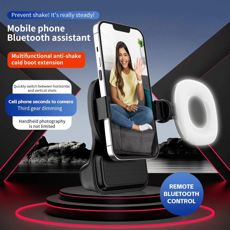 Portable Phone Holder Camera Auxiliary Handle with Fill Light Bluetooth Remote Control Focus anti shake for Live Photography