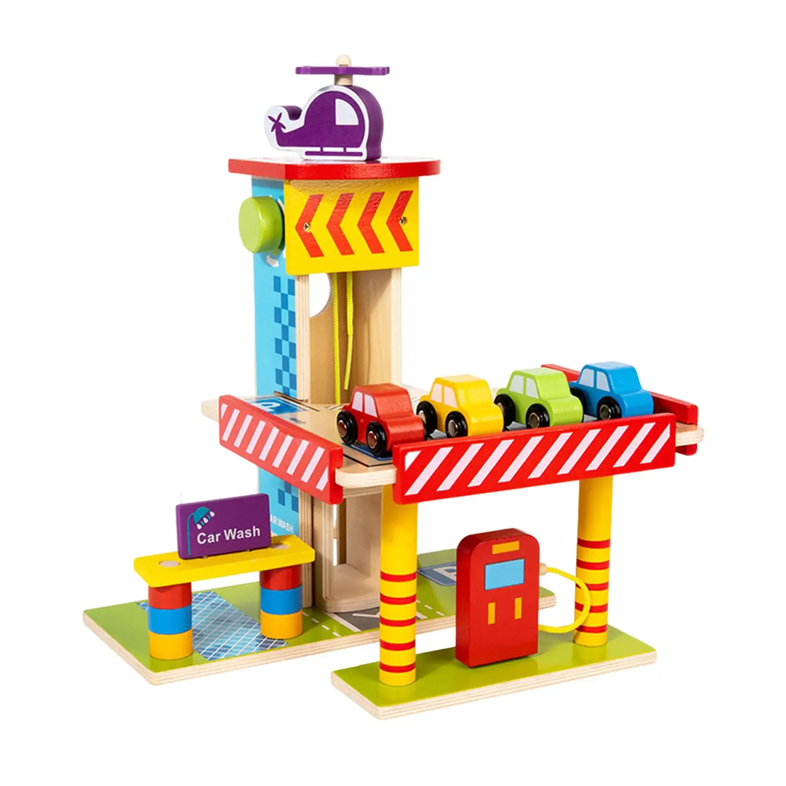 Wooden Parking Garage Playset Durability Simulation Children Learning Tool