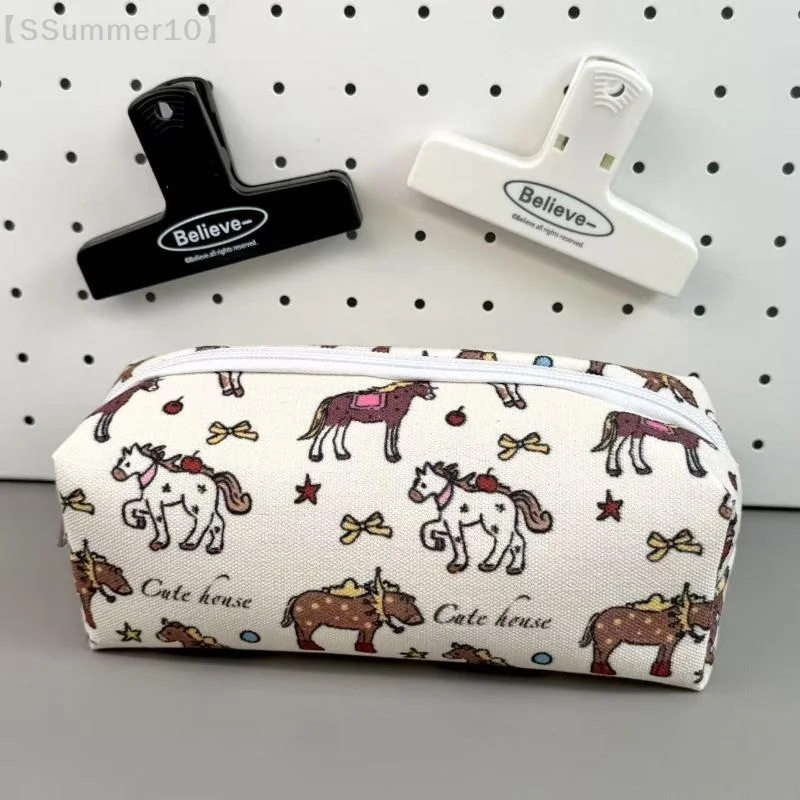 【SSummer10】1 Stück kreatives, niedliches Pony-Federmäppchen mit großem Fassungsvermögen, multifunktionale Aufbewahrungstasche für Schreibwaren, Organizer-Tasche【SS】