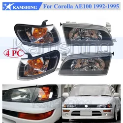 Kamshing 4PC Front Bumper Head Light Lamp For Toyota Corolla AE100 E100 AE101 1992-1995 Headlight Front Turn Corner Light Lamp