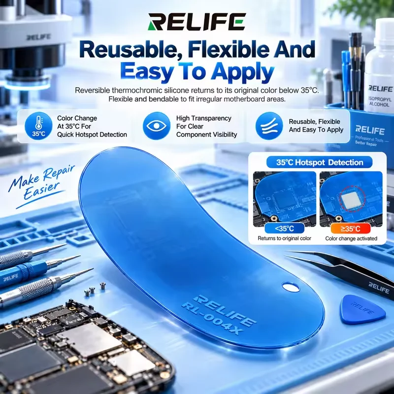 RELIFE RL-004X Motherboard Short Circuit Detection Film 35℃ Temperature Change for Phone PCB Fault Location Hand Repair Tool