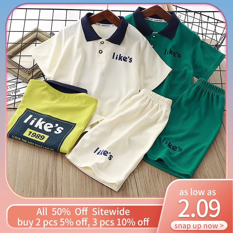 

Fashion Letter Children Tshirt Shorts Sets Summer Kid Polo Short Sleeve Pant Suit Boy Girl Tracksuits Soild Color Outfit Clothes