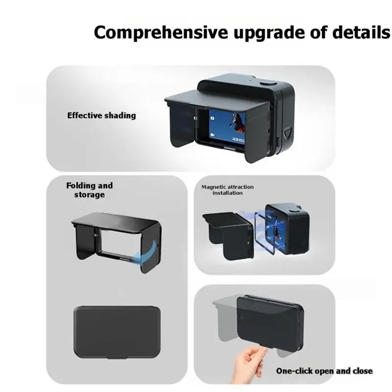 【A17Z】For Insta360 Ace Pro 2 Anti-Reflective Glare Foldable Screen Hood Magnetic Sports Camera Accessory For DJI Action 6