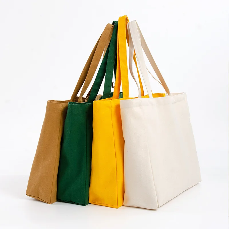 Custom Logo Colorful Canvas Bag Market Lightweight Foldable Reusable Shopping Eco-friendly Tote Shopper Bag Woman Grocery