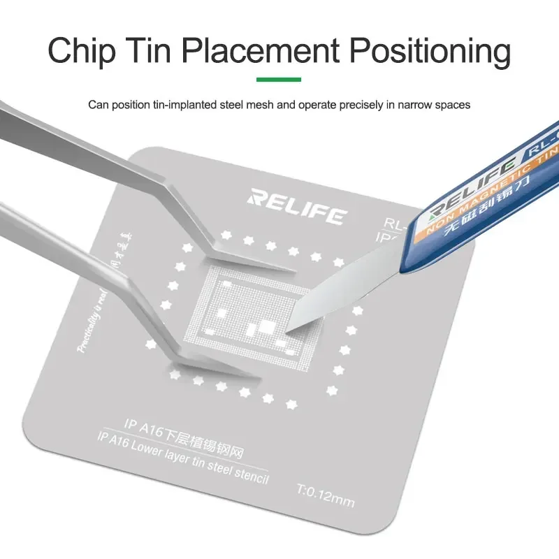 RELIFE ST-20 Chip Placement Tin Positioning Tweezers RL-088 Tin Planting Table RL-089 Non-magnetic Scraper Mobile Phone Repair